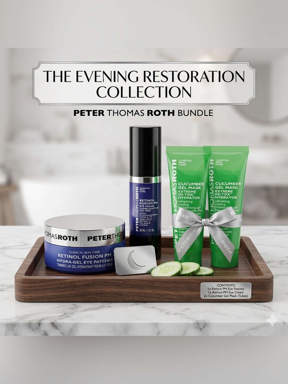 Brand New Peter Thomas Roth Evening Restoration Bundle - Retinol & Cucumber Gel